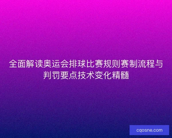 全面解读奥运会排球比赛规则赛制流程与判罚要点技术变化精髓