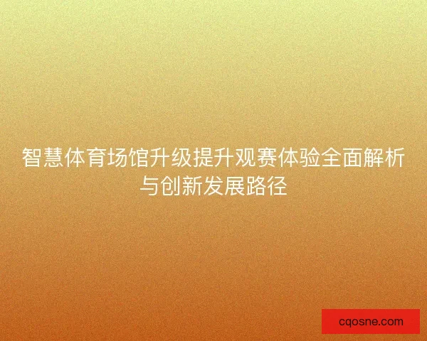 智慧体育场馆升级提升观赛体验全面解析与创新发展路径 智慧体育场馆升级提升观赛体验全面解析与创新发展路径